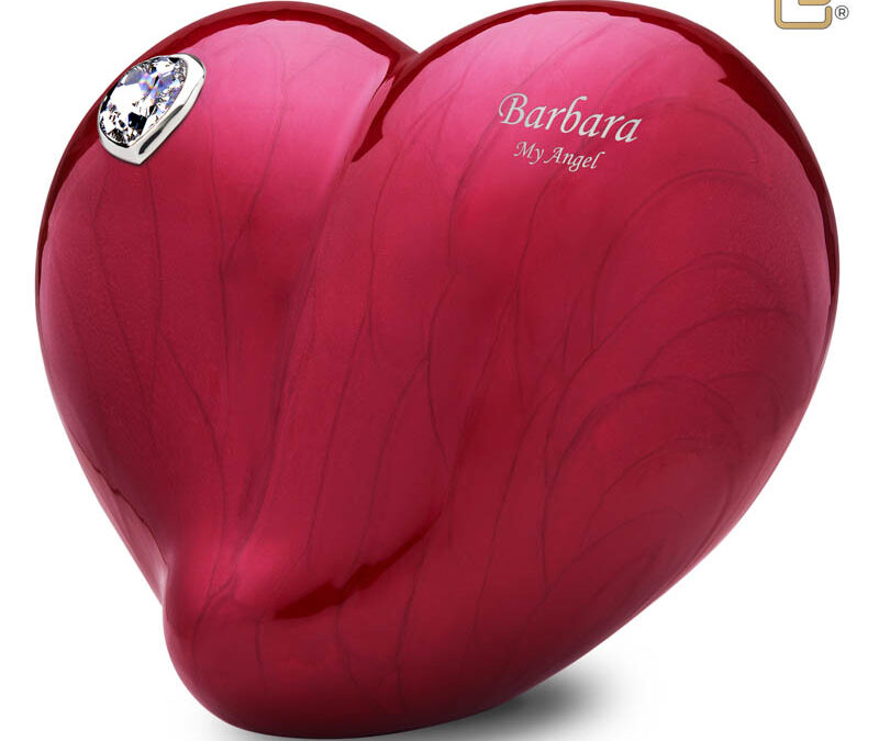 Grote LoveHeart‑urn. Gemarmerd met Swarovski‑accenten – Keuze uit 2 kleuren