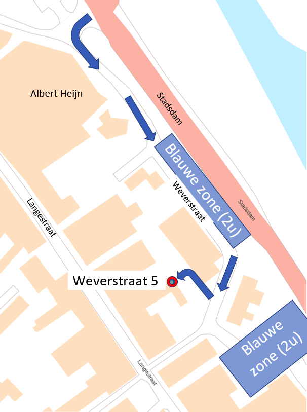Blauwe zone in de buurt van de Rouwhuiskamer